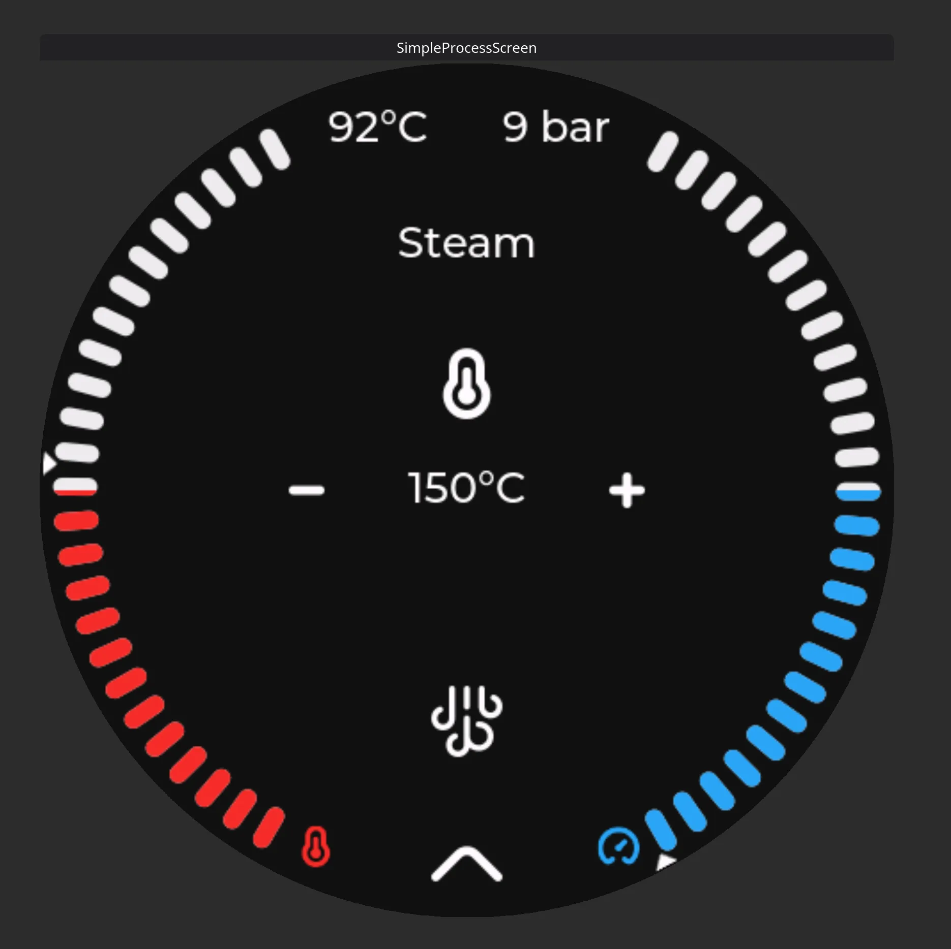 Steam screen. Activate steam function for improved steaming.
