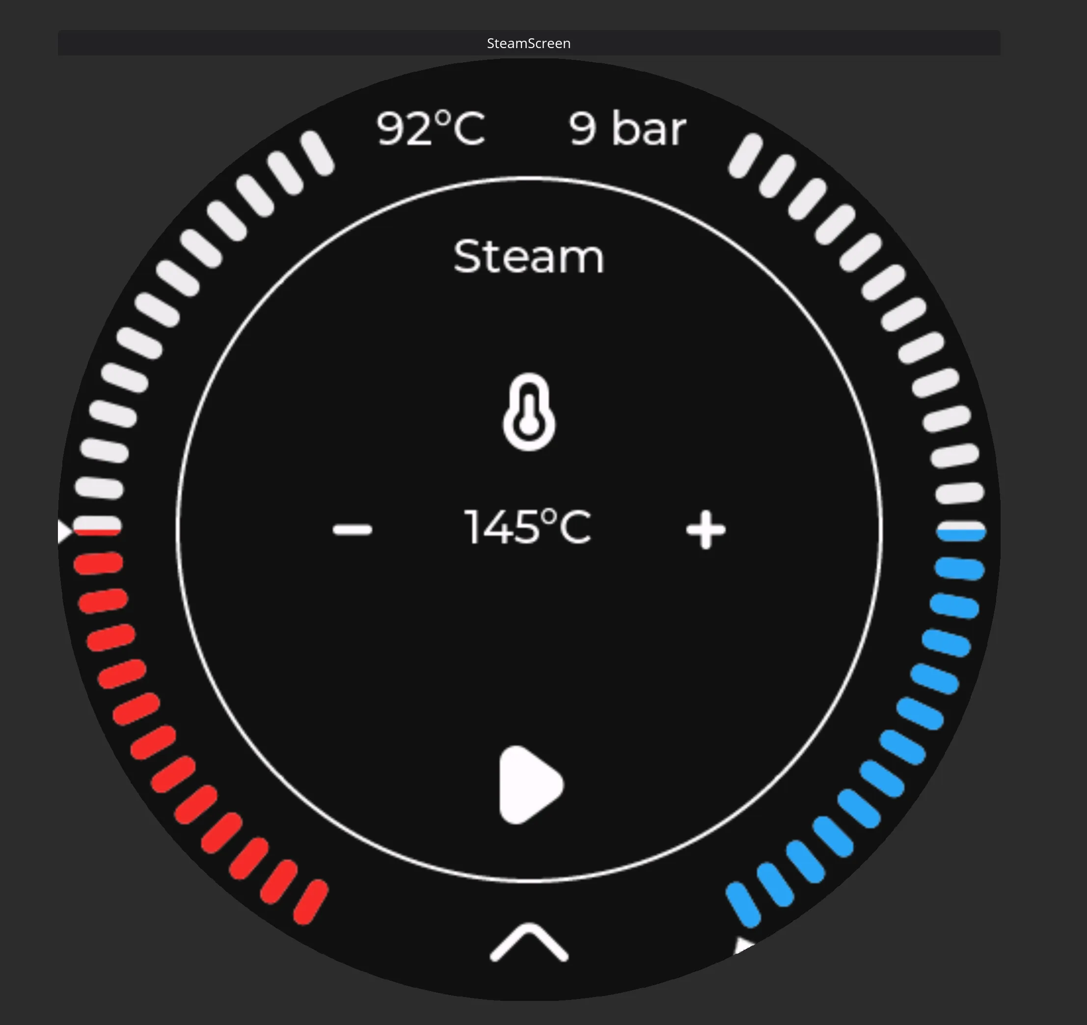 Steam screen. Activate steam function for improved steaming.