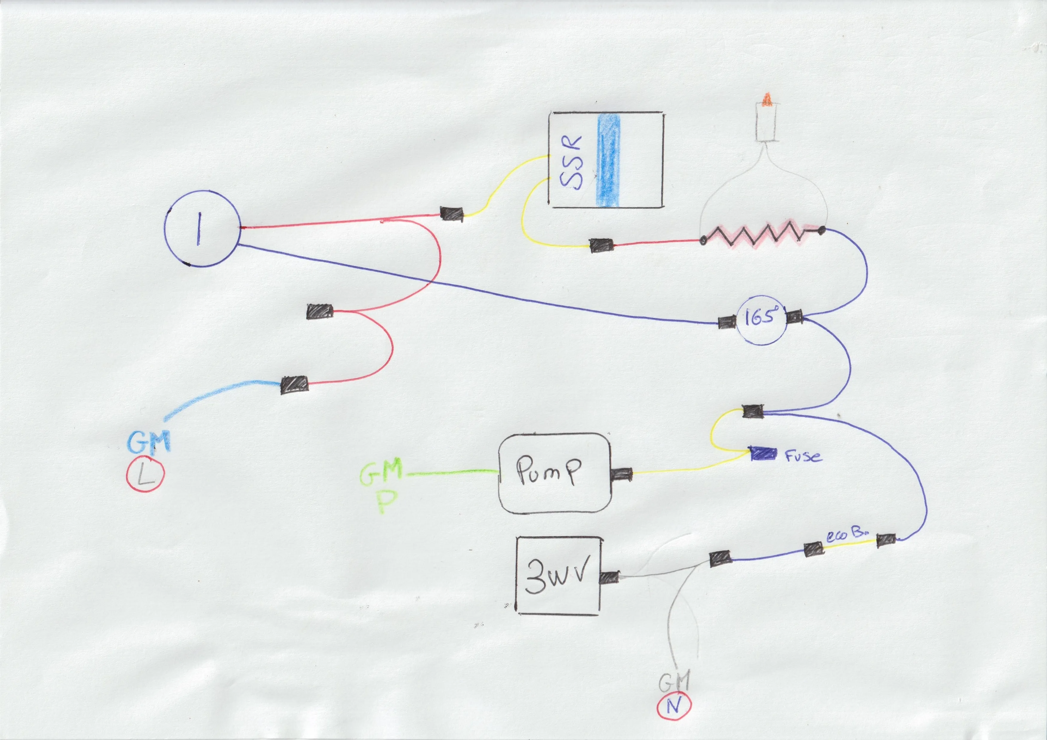 Hand-drawn wiring diagram